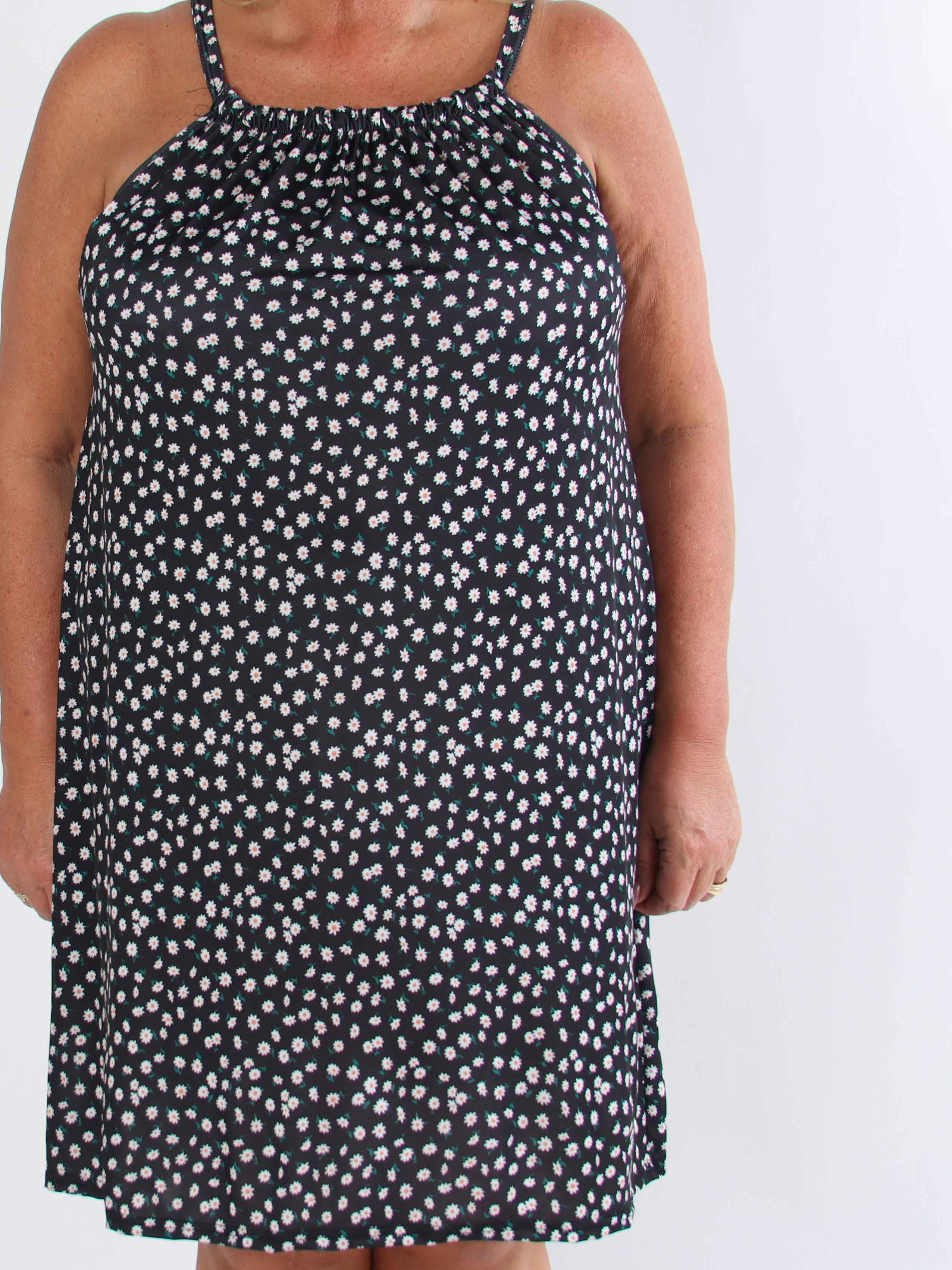 SunLove Small Flower - Elastisk plus size kjole med blomsterprint